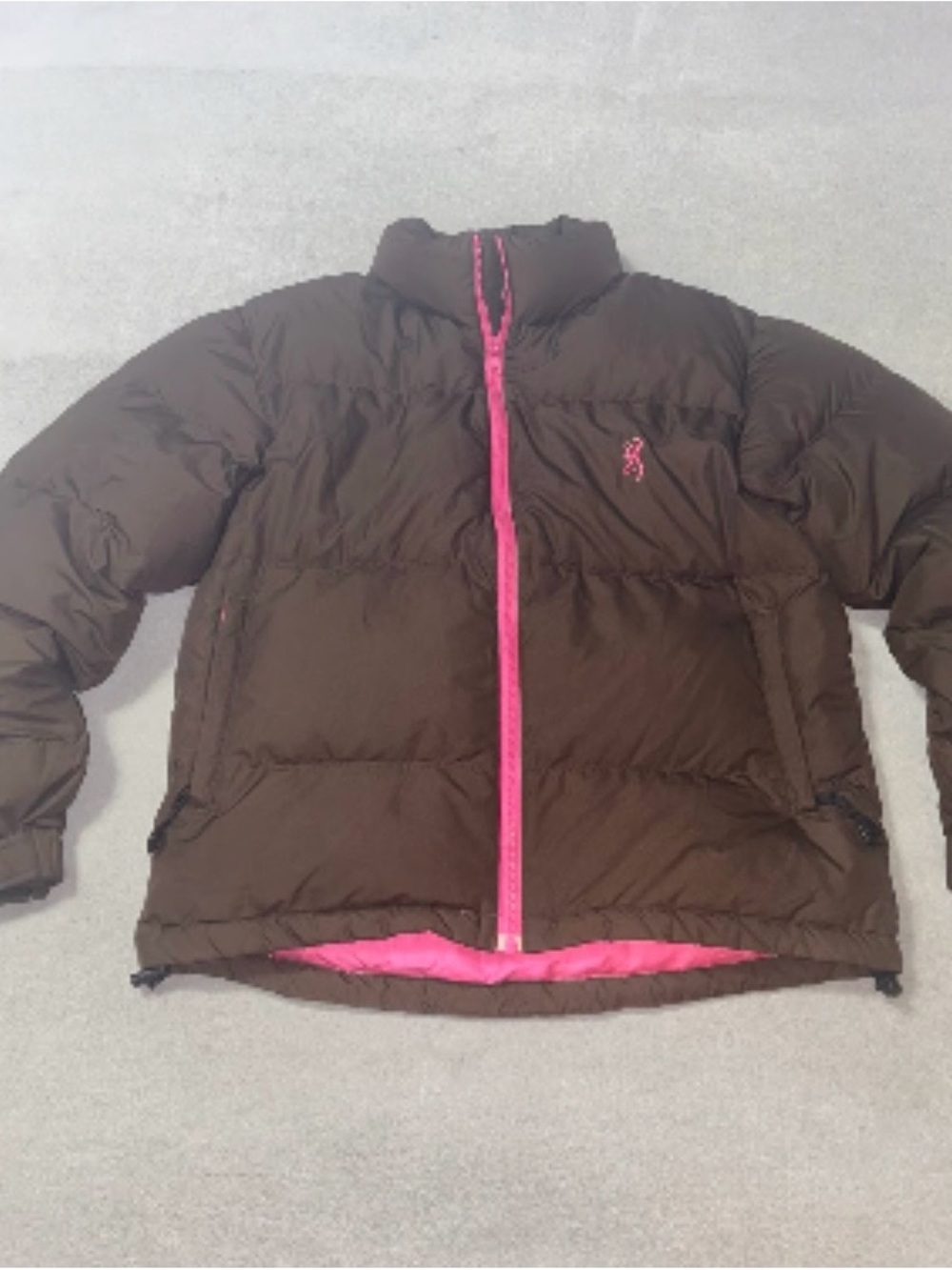 Browning Brown Puffy Jacket with Pink Trim